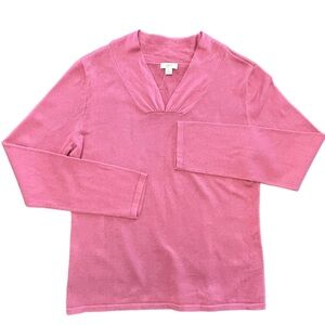 VTG J. Jill long sleeve raspberry pink timeless simple 100% cotton sweater NWT S